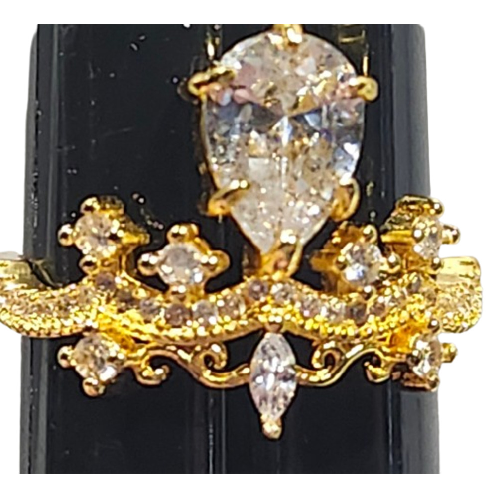 Beautiful Gold Plated Crown Ring Size 10.75